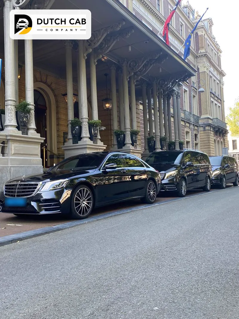 Mercedes S-Klasse en V-Klasse van Dutch Cab Company voor een hotelentree